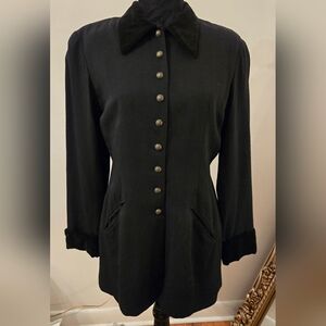 Compagnie Internationale Express Vintage Long Wool Velvet Blazer 7/8 Petite